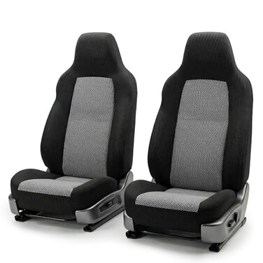 FH Group Automotive Front Car Seat Covers for SUV Trucks Sedan and More Universal Fit Front High Back Design Interior Accessories 3D Mesh Fabric Center Panel Gray
