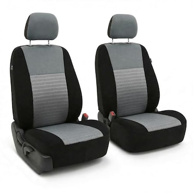 FH Group Universal Car Seat Covers Front Set for SUV Truck Sedan Vans 3D Textured Breathable Fabric Seat Cover Set Protector with Airbag Compatible Interior Upgrade Gray
