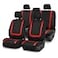 FH Group Car Seat Covers Unique Flat Cloth Full Set Automotive Seat Covers Front Set and Rear Solid Bench Red Black Seat Covers w Gift Universal Fit Interior Accessories for Cars Trucks and SUVs