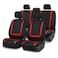 FH Group Car Seat Covers Unique Flat Cloth Full Set Automotive Seat Covers Front Set and Rear Solid Bench Red Black Seat Covers w Gift Universal Fit Interior Accessories for Cars Trucks and SUVs