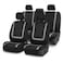 FH Group Car Seat Covers Unique Flat Cloth Full Set Automotive Seat Covers Front Set and Rear Solid Bench Gray Black Seat Covers w Gift Universal Fit Interior Accessories for Cars Trucks and SUVs