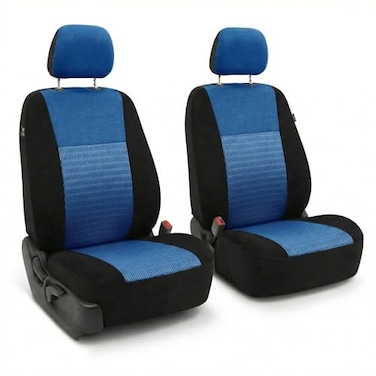 FH Group Universal Car Seat Covers Front Set for SUV Truck Sedan Vans 3D Textured Breathable Fabric Seat Cover Set Protector with Airbag Compatible Interior Upgrade Blue