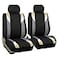 FH Group Front Set Cloth Car Seat Covers for Low Back Car Seats with Removable Headrest Universal Fit Airbag Compatible Seat Cover for SUV Sedan Van Beige