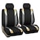 FH Group Front Set Cloth Car Seat Covers for Low Back Car Seats with Removable Headrest Universal Fit Airbag Compatible Seat Cover for SUV Sedan Van Beige