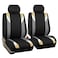 FH Group Front Set Cloth Car Seat Covers for Low Back Car Seats with Removable Headrest Universal Fit Airbag Compatible Seat Cover for SUV Sedan Van Beige