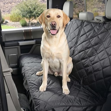 4Knines Crew Cab Truck Seat Cover with Dog Hammock for Fold Up Seats Split Design for Seat Access Waterproof NonSlip Protection Passenger Side Black