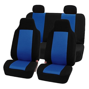 FH Group 3D Air Mesh Car Seat Covers Full Set Universal Fit Automotive Seat Covers Front Bucket and Solid Rear Bench Seat Cover Washable Car Interior Protectors for SUV Sedan Blue