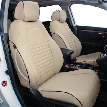 EKR Custom Fit Full Set Car Seat Covers for Select Honda CRV 2017 2018 2019 2020 2021 2022 Leatherette Beige
