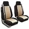 FH Group Universal Car Seat Covers Front Set High Back for SUV Truck Sedan Vans Zipper Designed Builtin Seatbelt Washable Cloth Seat Cover Set High Back Front Protector Interior Upgrade Beige