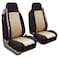 FH Group Universal Car Seat Covers Front Set High Back for SUV Truck Sedan Vans Zipper Designed Builtin Seatbelt Washable Cloth Seat Cover Set High Back Front Protector Interior Upgrade Beige