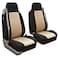 FH Group Universal Car Seat Covers Front Set High Back for SUV Truck Sedan Vans Zipper Designed Builtin Seatbelt Washable Cloth Seat Cover Set High Back Front Protector Interior Upgrade Beige
