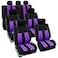 FH Group Three Row 7 Seater Striking Striped Full Set Car Seat Covers Airbag Compatible Split Ready Universal Fit for Cars Trucks SUVs Purple