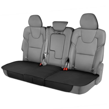 Motor Trend Faux Leather Padded Rear Bench Car Seat Cover With Storage Pockets