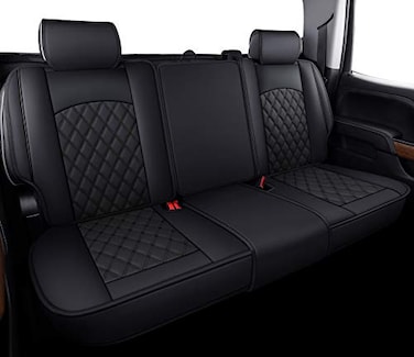 Aierxuan Back Seat Covers Compatioble with Chevy Silverado GMC Sierra Pickup Custom Fit 20072026 1500 2500HD 3500HD Crew Double Extended Cab Waterproof Leather Split Bench Rear SeatBlack