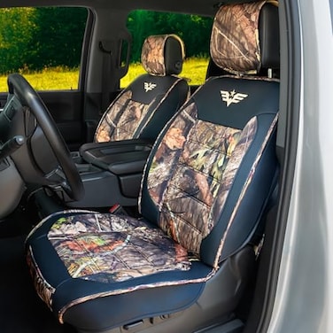 LPI Truck Mossy Oak Heavy Duty Premium Truck Seat Covers for Front Seats Fits FullSize Truck SUV Padded Seat Cover with Bottom Wraparound Front Rear Storage PocketsFront Seat Protector Waterproof 2 pc