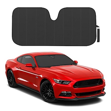 Motor Trend Black Accordion Folding Car Windshield Sun Shade Blackout Sun Visor for Car Windshield Foldable Jumbo Sunshade and Front Window Truck Sun Screen for UV Sun Protection 66 x 27