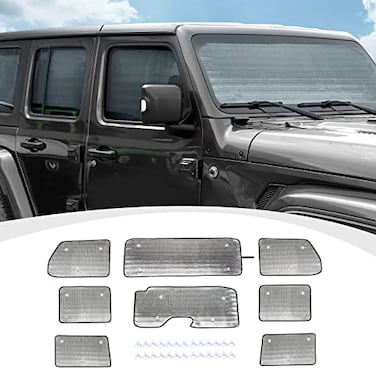 RAZPOY JL Windshield Sunshade 8PCS Side Window Sun Shade Compatible with 20182024 Jeep Wrangler JL 4Door