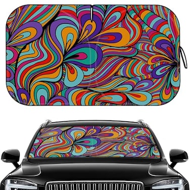 Pleneal Windshield Sun Shade Car Sun Shade Windshield Reflector Sunshade Offers Ultimate Protection for Car Interior Foldable Front Window Fit for Hatchback Truck SUV MPV