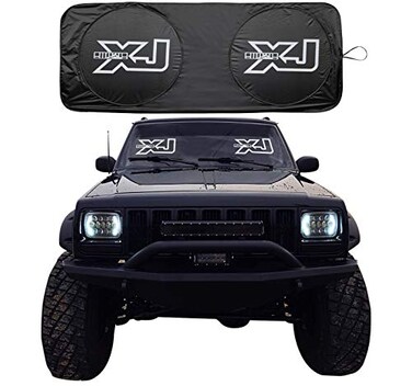 Rorex Cherokee XJ Accessories Windshield Sunshade Banner Sun Shield Fits Every Year XJ 19842001 Custom fit