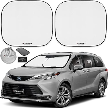 AUTOAMERICS Autoamerics Windshield Sun Shade 2Piece Foldable Car Front Window Sunshade for Full Size SUV Truck Tesla Auto Sun Blocker Visor Protector Blocks Max UV Rays and Keeps Your Vehicle Cool Lar