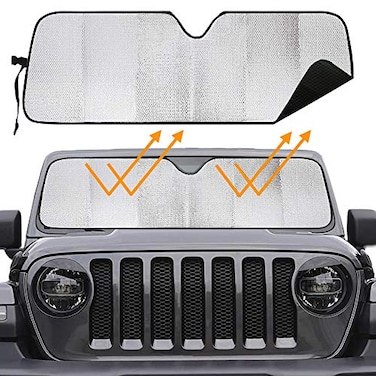 Big Hippo Windshield Sun Shade for 20072023 Wrangler Rubicon Sahara TJ JK JKU 2 4 DoorBlocks UV Rays Sun Visor ProtectorCar Sun Shade Keep Your Vehicle CoolCar Window Shade