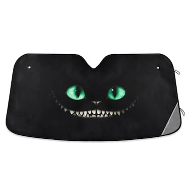 Bolaz Black Pattern Car Windshield Smile of Evil Sun Shield Visor Protector Foldable Keep Vehicle Cool Protect Your Car from Sun Heat Glare Best UV Ray
