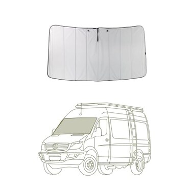 VanEssential Insulated Magnetic Blackout Front Windshield Cover Designed for MercedesBenz NCV3VS30 Van Years 2007 to Current Cool Gray