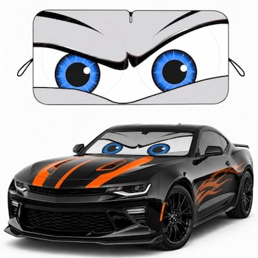 eygeufg Car Windshield Sun Shade Funny Eyes Sun Visor for Car Windshield Universal Fits Sedan Compact Car Hatchback SUV UV Heat Protection 59 x 275