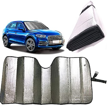 GWUSKDT Car Windshield SunshadeThicken 5Layer Bubble Block Heat and Sun UV RaysFront Windshield Sun Shade Keeps Your Vehicle Cool 58 x 275 Inch Sliver