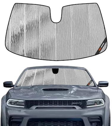Pigenius Windshield Sunshade for Dodge Charger 20112023 with Rearview Mirror Mounted Camera Front Window Shade AstraGuard