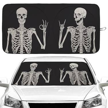 Gayruaicjz Skull Car Windshield Sun Shade Foldable Sunshade Front Window Cover Sun Visor Protector Accessories 59x275 inches