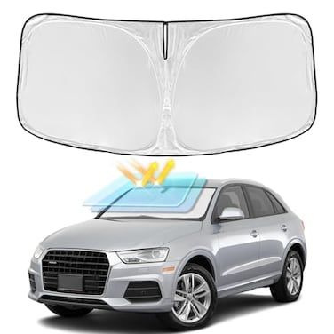 ZOIBV for Audi Q3 20132018 Windshield Sun Shade 4 Layers Car Sunshades for Front Windows Shade Cover Custom Fit Q3 Sun Visor 250T Retractable Shade Blocks UV Rays Car Accessories