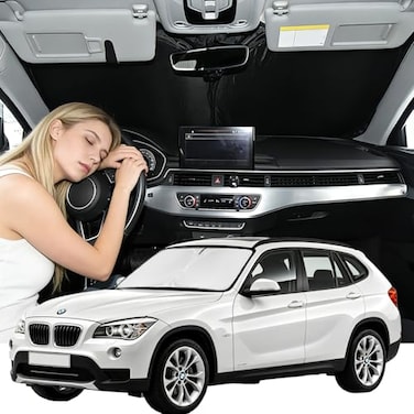 ZOIBV for BMW X1 E84 20112015 Windshield Sun Shade 4 Layers Car Sunshades for Front Windows Shade Cover Custom Fit X1 E84 Sun Visor 250T Retractable Shade Blocks UV Rays Car Accessories