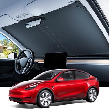 REEVAA Upgraded Tesla Model X Sunshade Windshield Tailored Fit 99 Sun Protection Excellent Foldable and EasyUse Sunshade Accessories with Storage Bag Fit Model X 20212025 Silver Coating