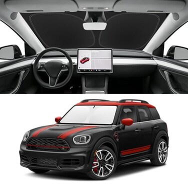 SLOGENTO Custom Fit Windshield Sun Shade for Mini Countryman 20172026 Blocks UV Heat Front Window Sunshade Accessorie Easy Fold Store Keep Your Car Cooler