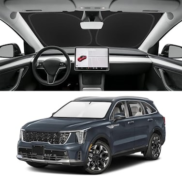 SLOGENTO Custom Fit Windshield Sun Shade for KIA Sorento 20212026 Blocks UV Heat Front Window Sunshade Accessories Easy Fold Store Keep Your Car Cooler