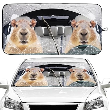 Gayruaicjz Capybara Car Windshield Sun Shade Foldable Sunshade Front Window Cover Sun Visor Protector Accessories 59x275 inches