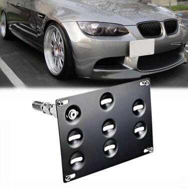 MINAKEDA No Drill Front Tow Hook License Plate Holder Relocator Bracket fit for BMW E82 E88 128i 135i 1M E39 E90 E91 E92 E93 328i 335i M3 X5 X6 Mounting Bracket Adapter Kit E Chassis