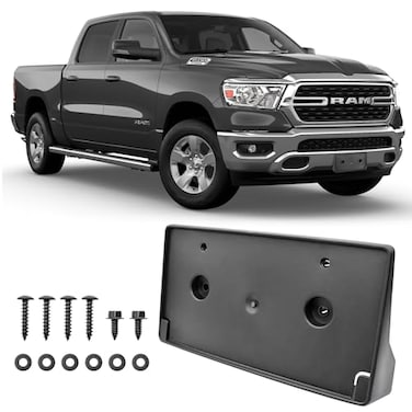 GZSH Front License Plate Frame for Ram 1500 DT 2019 2020 2021 2022 2023 2024 Licence Plate Holder fits Perfectly with Curvature of Front Bumper Ram License Plate Frame Replace OE CH1068151 68274215AE