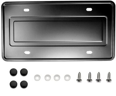LFPartS Stainless Steel License Plate Durable Car Tag Holder Backing Reinforce Bracket Black