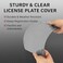Wanheart Flat License Plate Cover Set 2 Pack Clear Frameless ABS Protector for Standard 126 US Plates Scratch UV Resistant Plate Cover with Screws Caps Front Rear Car Accessories Clear
