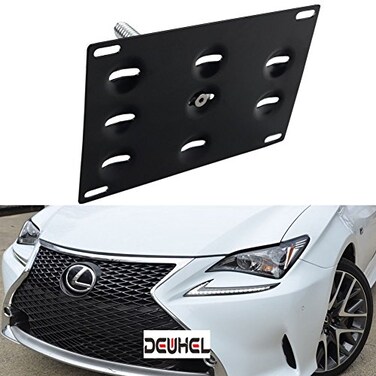 DEWHEL Front Bumper Tow Hook License Plate Mount Bracket Holder Bolt On for Lexus RC RCF GS LS ES RX