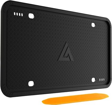 Aujen Silicone License Plate Frames Black 1 Pack Car License Plate Frame Universal US Car Black License Plate Holders Brackets RustProof RattleProof WeatherProof Car AccessoriesBlack