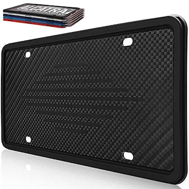 Intermerge License Plate Frame Holder Universal American Auto Silicone License Plate Cover RustProofRattleProofWeatherProof with 3 Drainage Holes Car Black License Plate Frame Black