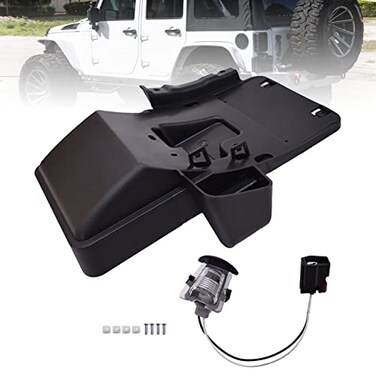SEBLAFF Black Rear License Plate Mounting Holder Bracket and Light Plastic Replacement for 20072018 Wrangler JK JKU 68064720AA