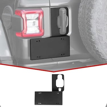 JeCar Tailgate Handle License Plate Holder Rear License Mounting Bracket Fit for Jeep Wrangler 20182024 JL JLU Black