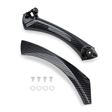 Qagea Carbon Fiber Rear Left Interior Inner Door Panel Handle and Door Pull Outer Trim Cover Replacement for 20042011 BMW 3 Series 318 320 325 330 335 E90E91