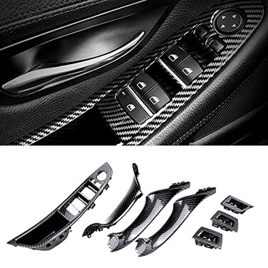 FEXON Carbon Fiber Window Switch Armrest Panel Inner Door Pull Handle Trim Cover Kits Replacement for 20102016 BMW 5 Series 520 523 525 528 530 535 51417225875