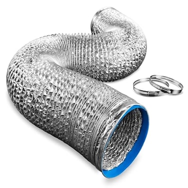 MIDCVFRUN Midcvfrun Dryer Vent Hose 4 inch 16 feet Flexible Insulated Air Ducting Vent Hose for Tight Space Aluminum Foil Dryer Exhaust Hose with 2 Clamps for HVAC System