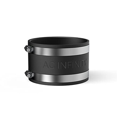 AC Infinity Noise Reduction Clamp 4Inch Duct Coupler with Stainless Steel Clamps Flexible Rubber Coupling for Inline Fans and Carbon Filters in Growing and HVAC